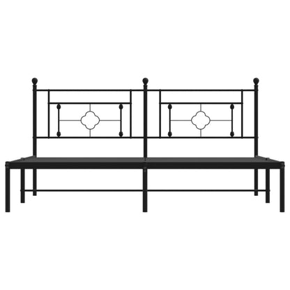 Bedframe Metaal 183 x 213 cm Zwart met hoofdbord