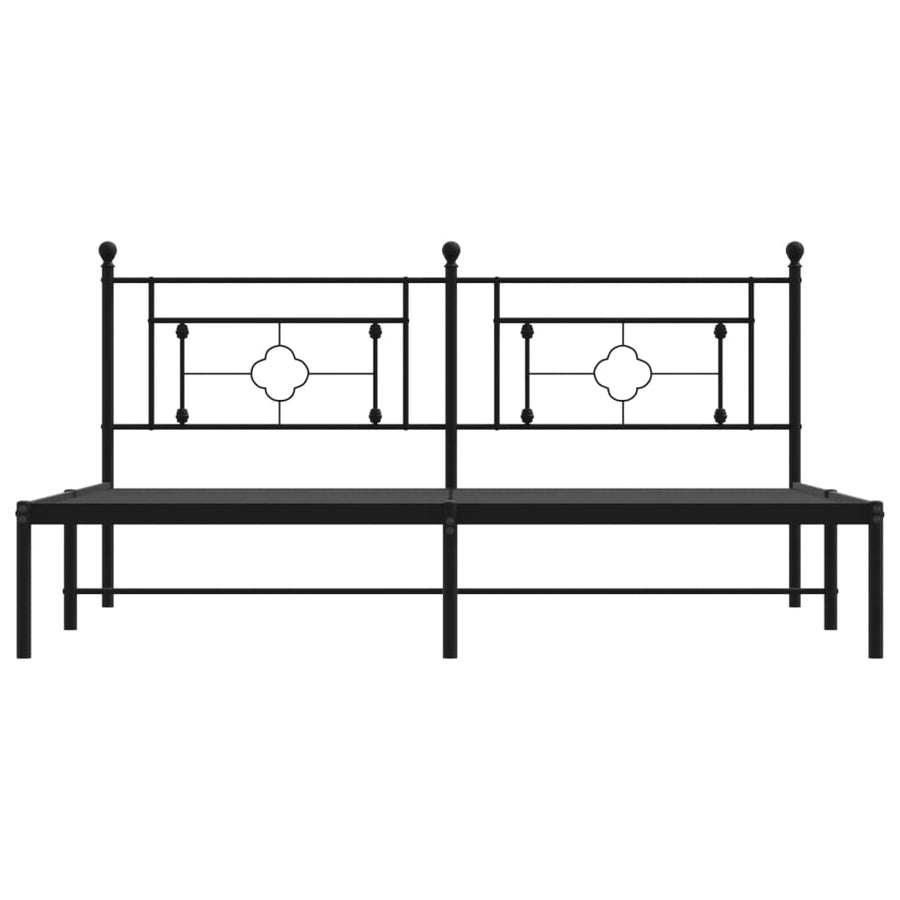 Bedframe Metaal 183 x 213 cm Zwart met hoofdbord