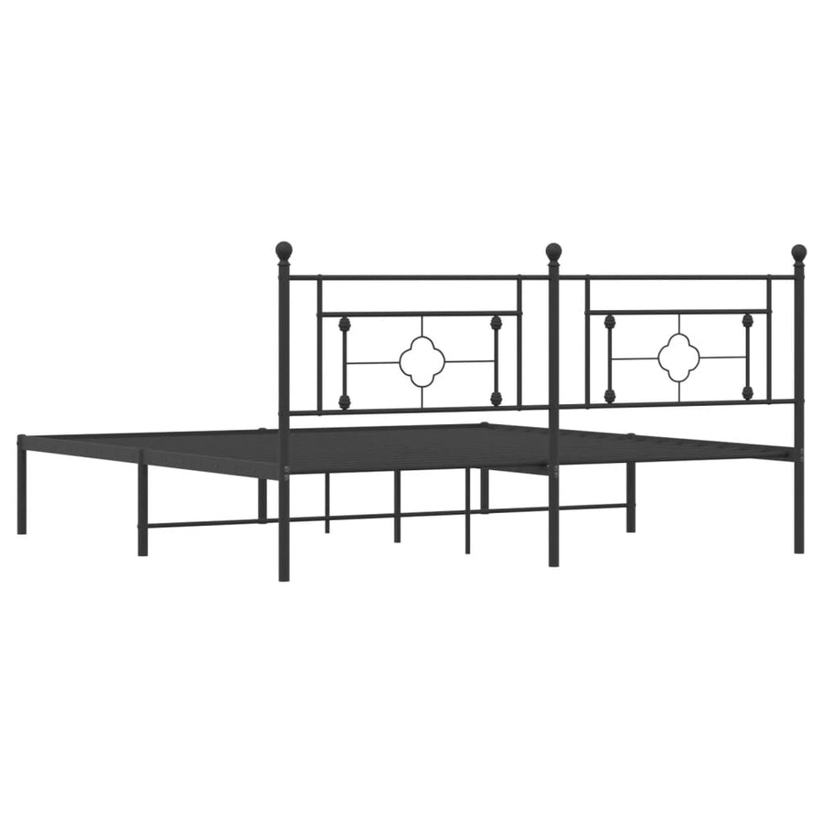 Bedframe Metaal 183 x 213 cm Zwart met hoofdbord