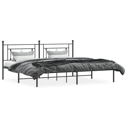Bedframe Metaal 193 x 203 cm Zwart met hoofdbord