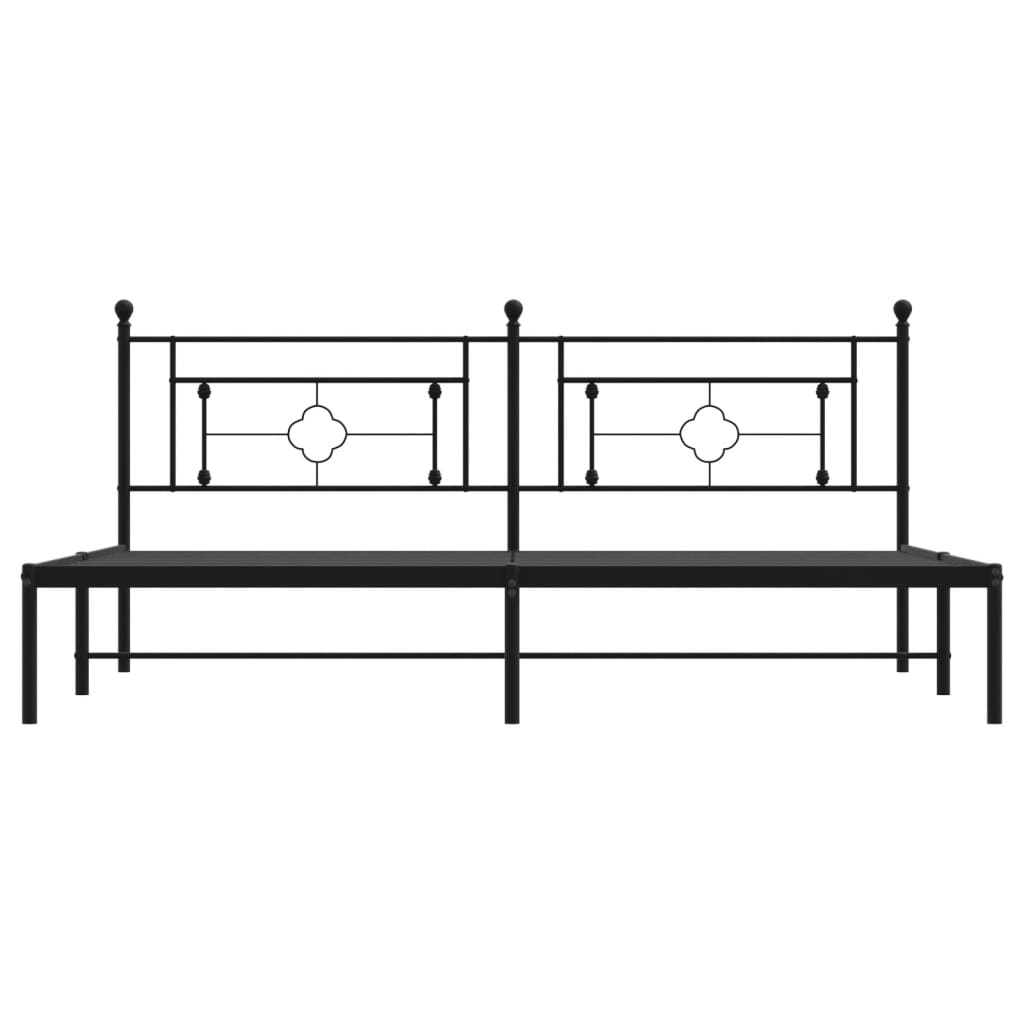 Bedframe Metaal 193 x 203 cm Zwart met hoofdbord