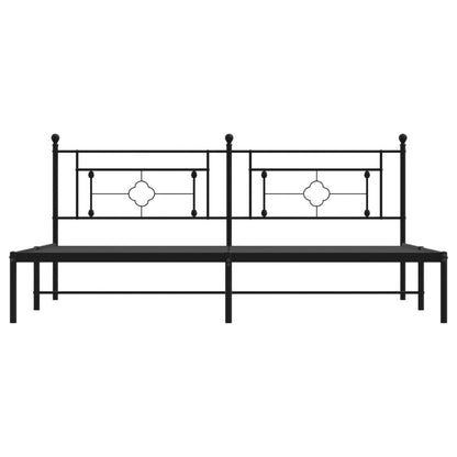 Bedframe Metaal 193 x 203 cm Zwart met hoofdbord