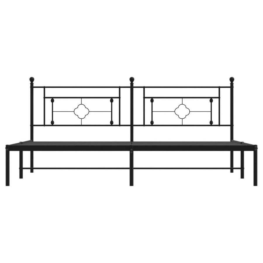 Bedframe Metaal 193 x 203 cm Zwart met hoofdbord