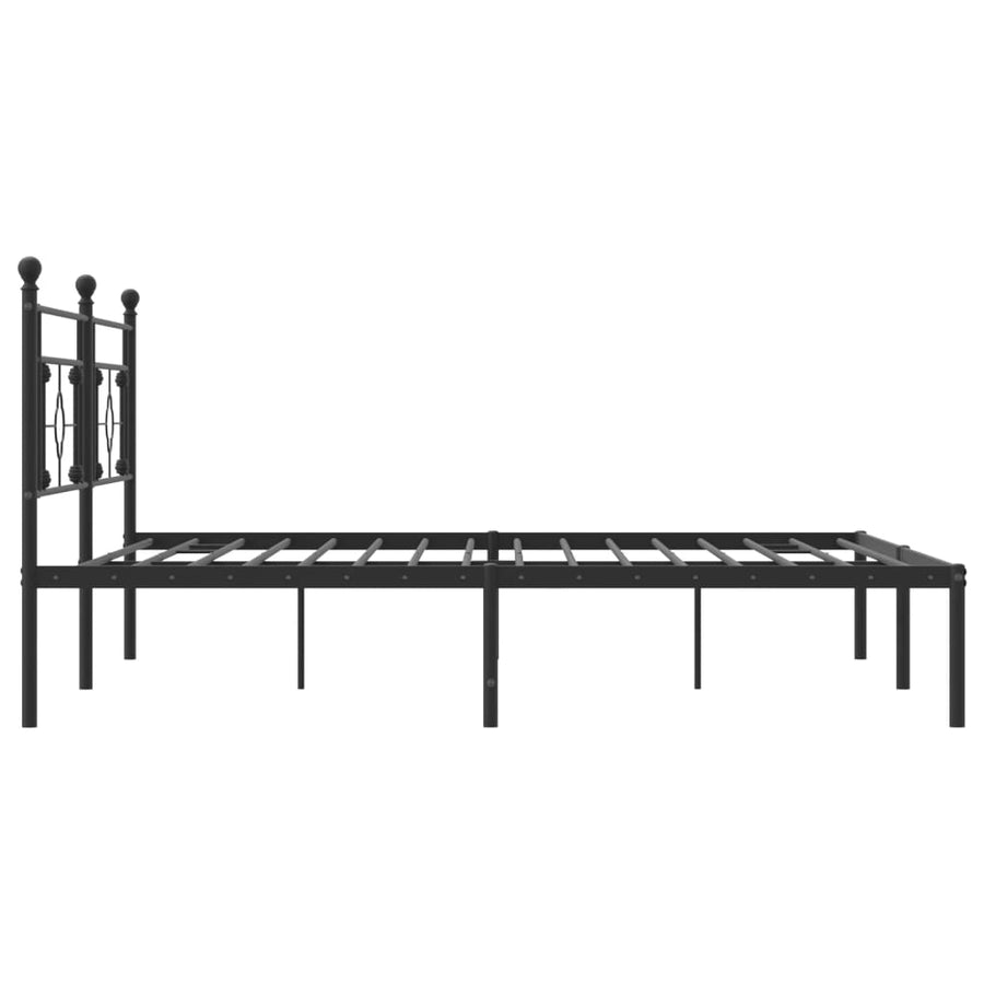 Bedframe Metaal 193 x 203 cm Zwart met hoofdbord