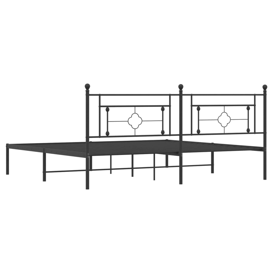 Bedframe Metaal 193 x 203 cm Zwart met hoofdbord