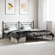 Bedframe metaal zwart 193x203 cm met hoofdbord