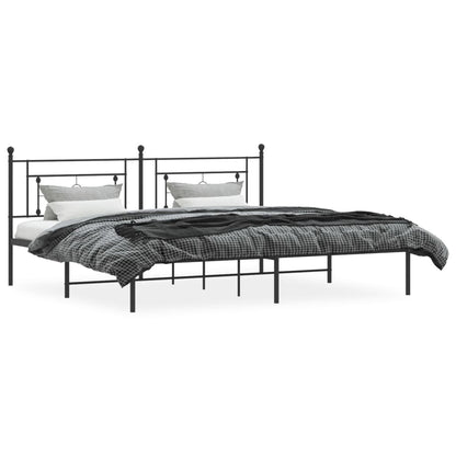 Bedframe Metaal 200 x 200 cm Zwart met hoofdbord