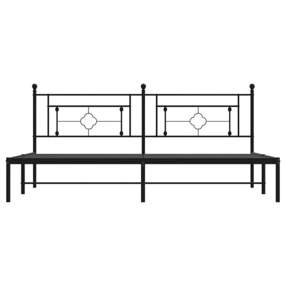 Bedframe Metaal 200 x 200 cm Zwart met hoofdbord