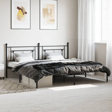 Bedframe Metaal 200 x 200 cm Zwart met hoofdbord