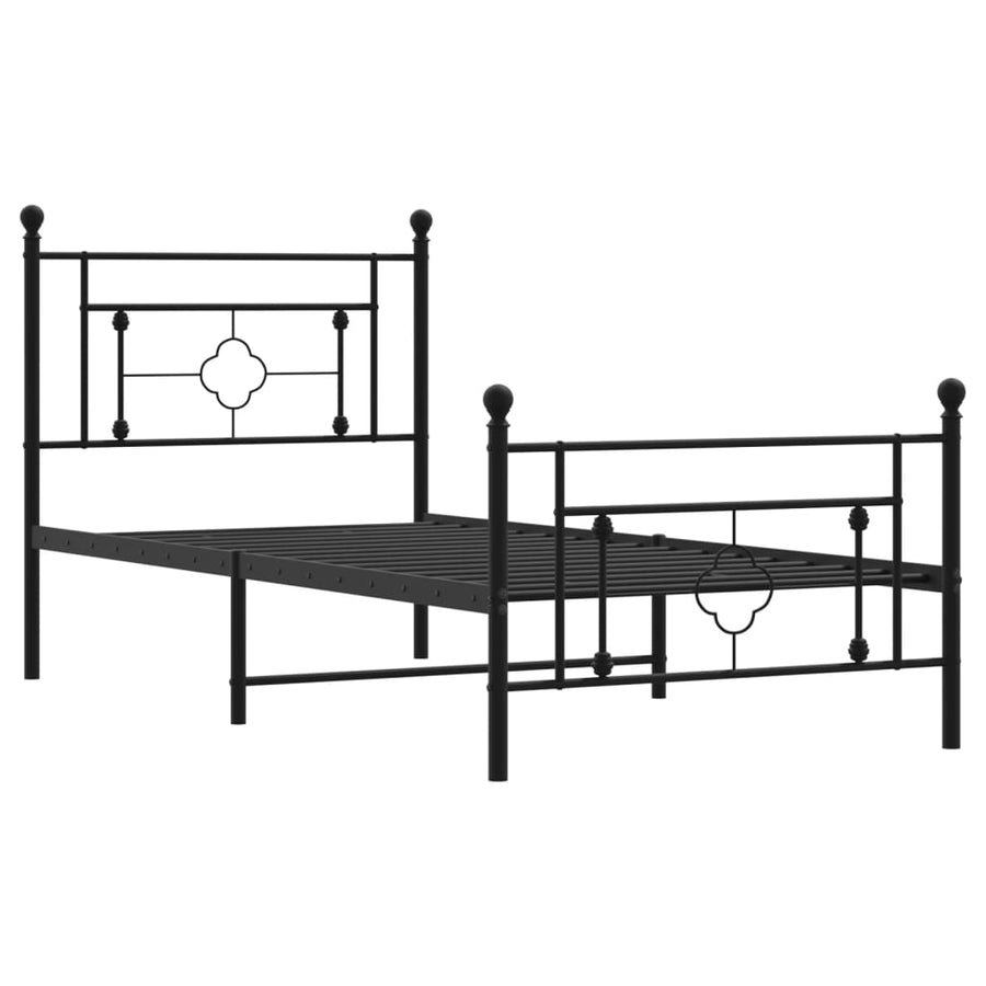 Bedframe Met Hoofd- En Voeteneinde Metaal 90 x 190 cm Zwart met hoofdbord & voetbord