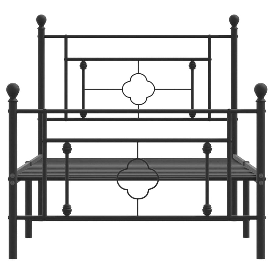 Bedframe Met Hoofd- En Voeteneinde Metaal 90 x 190 cm Zwart met hoofdbord & voetbord