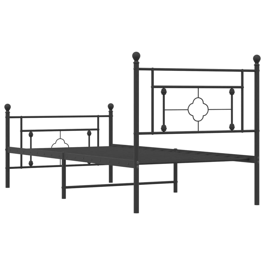Bedframe Met Hoofd- En Voeteneinde Metaal 90 x 190 cm Zwart met hoofdbord & voetbord