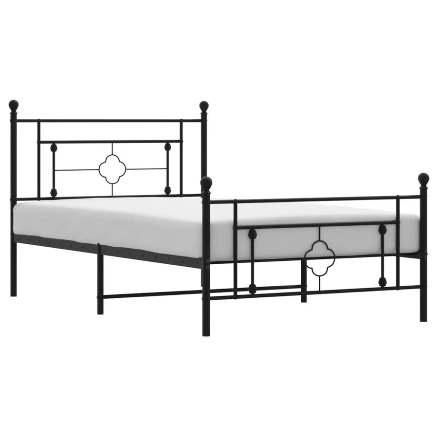 Bedframe Met Hoofd- En Voeteneinde Metaal 107 x 203 cm Zwart met hoofdbord & voetbord