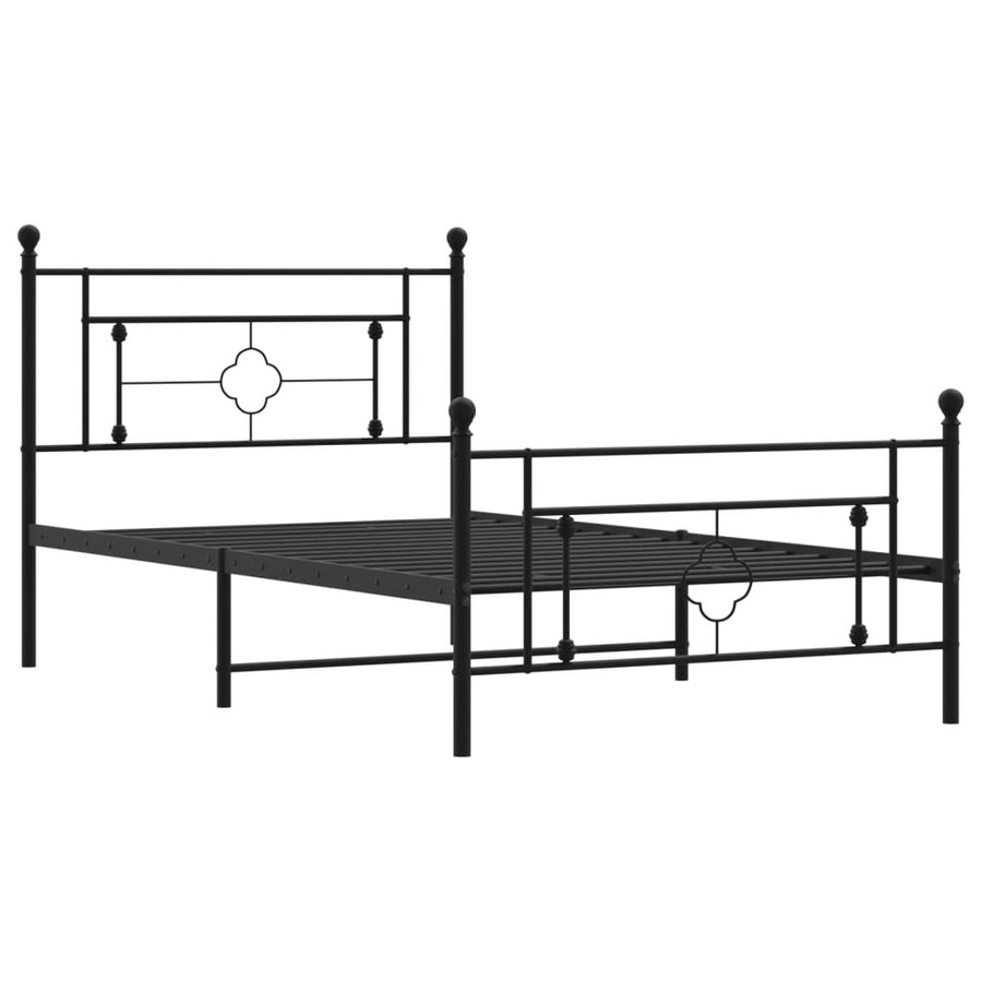 Bedframe Met Hoofd- En Voeteneinde Metaal 107 x 203 cm Zwart met hoofdbord & voetbord