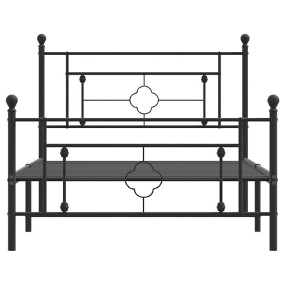 Bedframe Met Hoofd- En Voeteneinde Metaal 107 x 203 cm Zwart met hoofdbord & voetbord