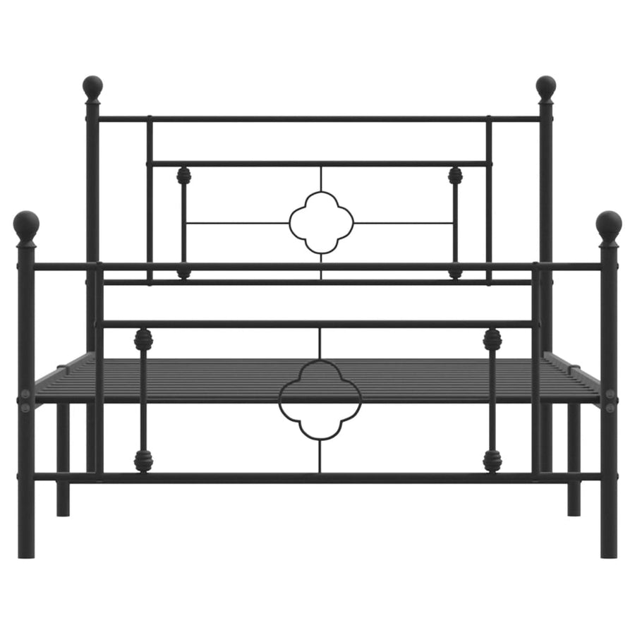 Bedframe Met Hoofd- En Voeteneinde Metaal 107 x 203 cm Zwart met hoofdbord & voetbord