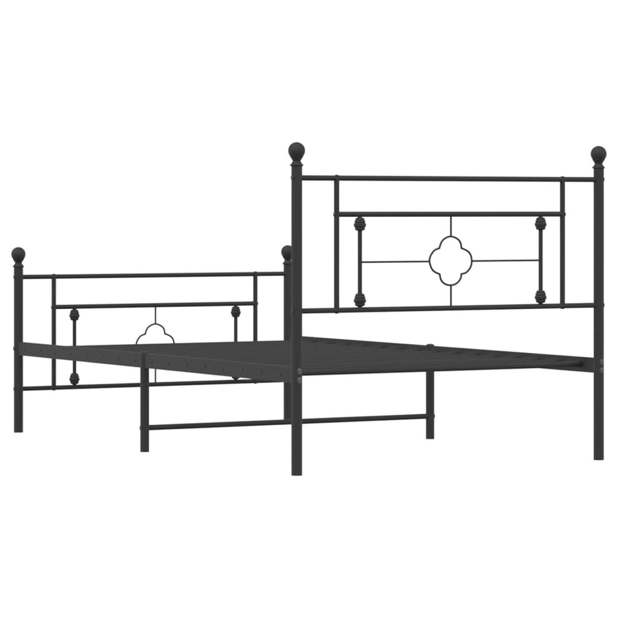 Bedframe Met Hoofd- En Voeteneinde Metaal 107 x 203 cm Zwart met hoofdbord & voetbord