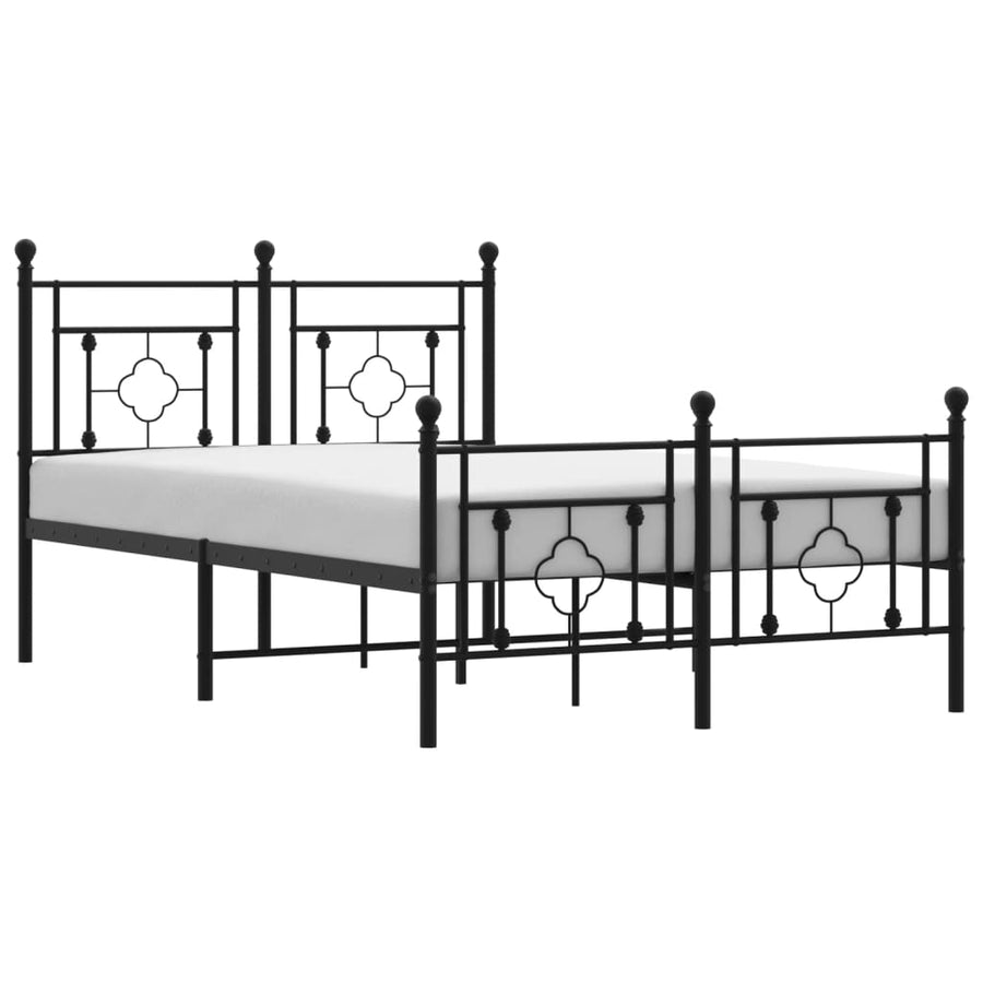Bedframe Met Hoofd- En Voeteneinde Metaal 120 x 190 cm Zwart met hoofdbord & voetbord