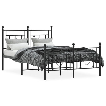Bedframe Met Hoofd- En Voeteneinde Metaal 120 x 190 cm Zwart met hoofdbord & voetbord