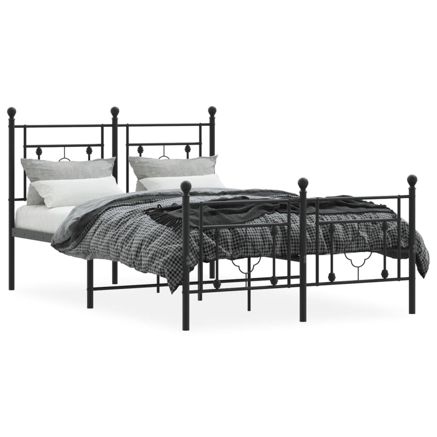 Bedframe Met Hoofd- En Voeteneinde Metaal 120 x 190 cm Zwart met hoofdbord & voetbord