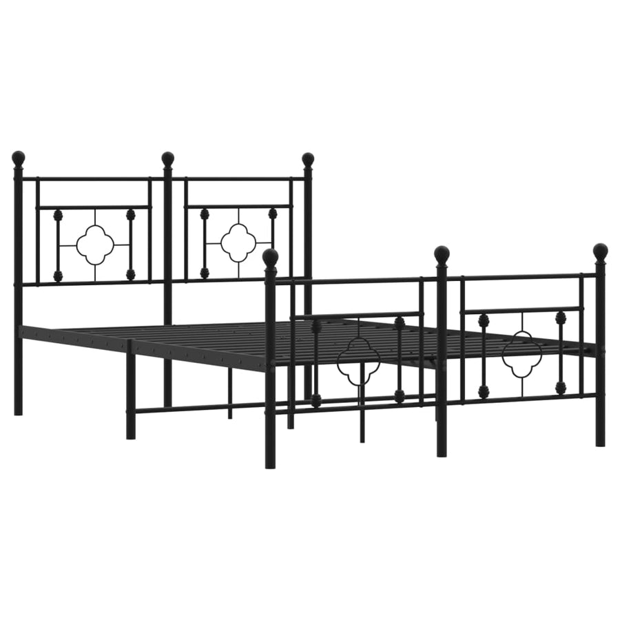 Bedframe Met Hoofd- En Voeteneinde Metaal 120 x 190 cm Zwart met hoofdbord & voetbord