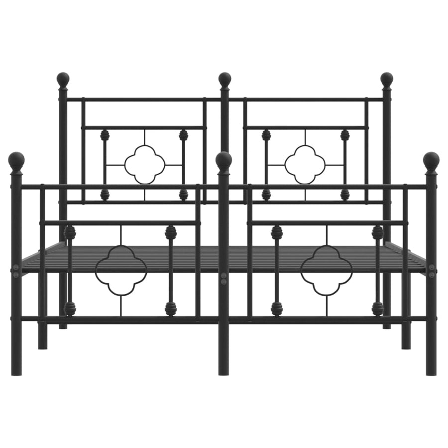 Bedframe Met Hoofd- En Voeteneinde Metaal 120 x 190 cm Zwart met hoofdbord & voetbord