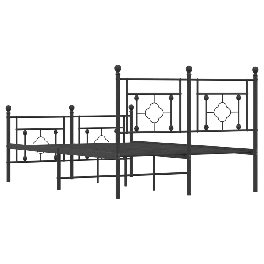 Bedframe Met Hoofd- En Voeteneinde Metaal 120 x 190 cm Zwart met hoofdbord & voetbord