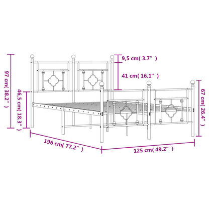 Bedframe Met Hoofd- En Voeteneinde Metaal 120 x 190 cm Zwart met hoofdbord & voetbord