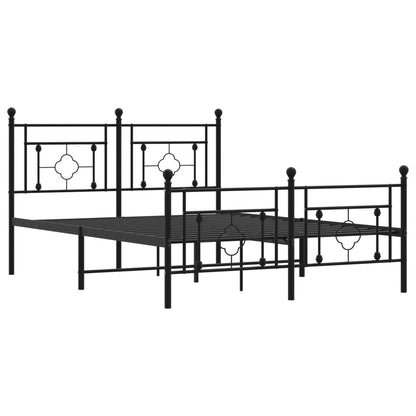 Bedframe Met Hoofd- En Voeteneinde Metaal 135 x 190 cm Zwart met hoofdbord & voetbord