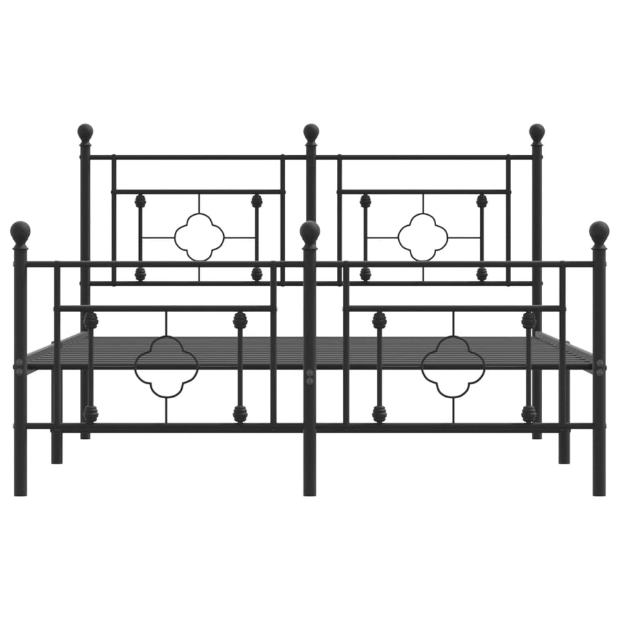 Bedframe Met Hoofd- En Voeteneinde Metaal 135 x 190 cm Zwart met hoofdbord & voetbord