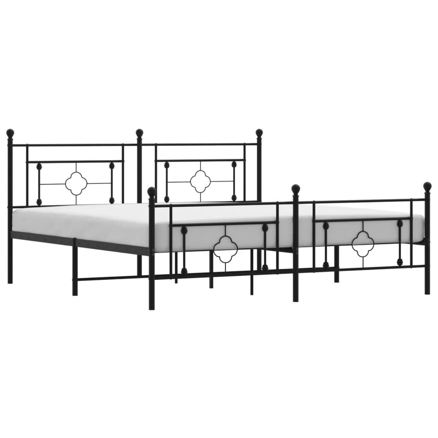 Bedframe Met Hoofd- En Voeteneinde Metaal 183 x 213 cm Zwart met hoofdbord & voetbord