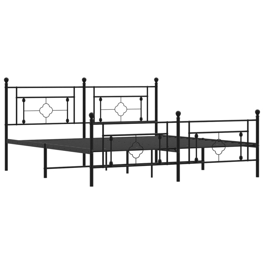Bedframe Met Hoofd- En Voeteneinde Metaal 183 x 213 cm Zwart met hoofdbord & voetbord