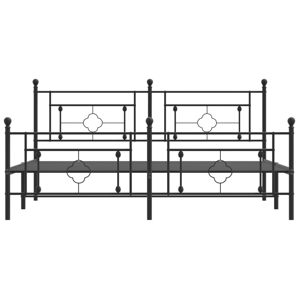 Bedframe Met Hoofd- En Voeteneinde Metaal 183 x 213 cm Zwart met hoofdbord & voetbord