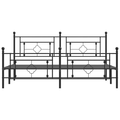 Bedframe Met Hoofd- En Voeteneinde Metaal 183 x 213 cm Zwart met hoofdbord & voetbord