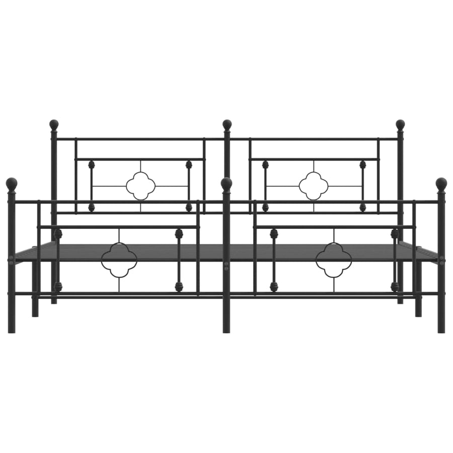Bedframe Met Hoofd- En Voeteneinde Metaal 183 x 213 cm Zwart met hoofdbord & voetbord