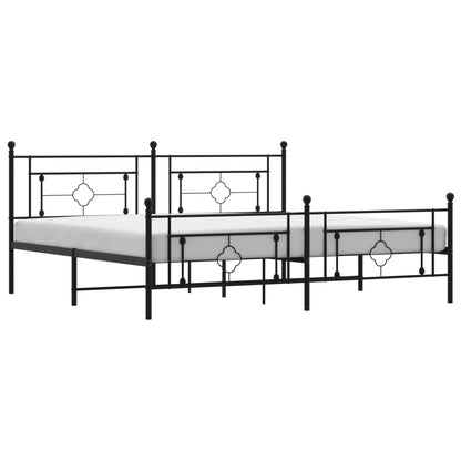 Bedframe Met Hoofd- En Voeteneinde Metaal 193 x 203 cm Zwart met hoofdbord & voetbord