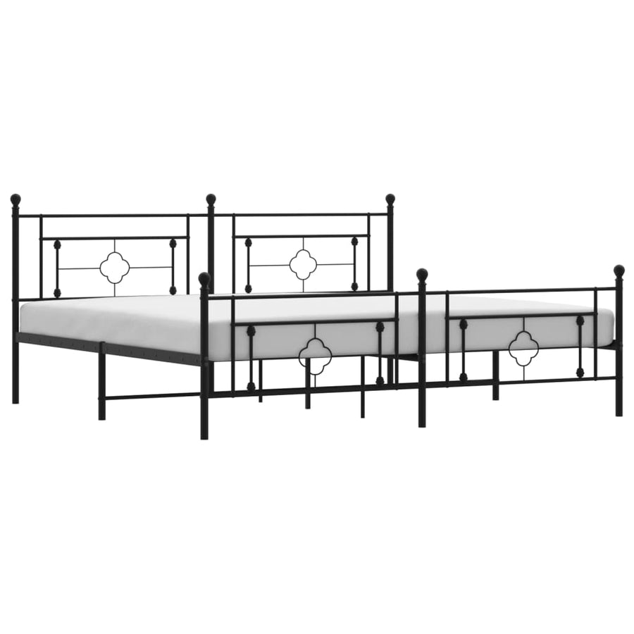 Bedframe Met Hoofd- En Voeteneinde Metaal 193 x 203 cm Zwart met hoofdbord & voetbord