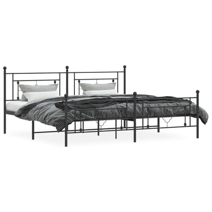Bedframe Met Hoofd- En Voeteneinde Metaal 193 x 203 cm Zwart met hoofdbord & voetbord