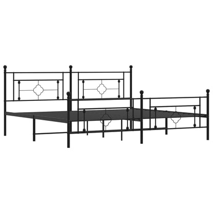 Bedframe Met Hoofd- En Voeteneinde Metaal 193 x 203 cm Zwart met hoofdbord & voetbord