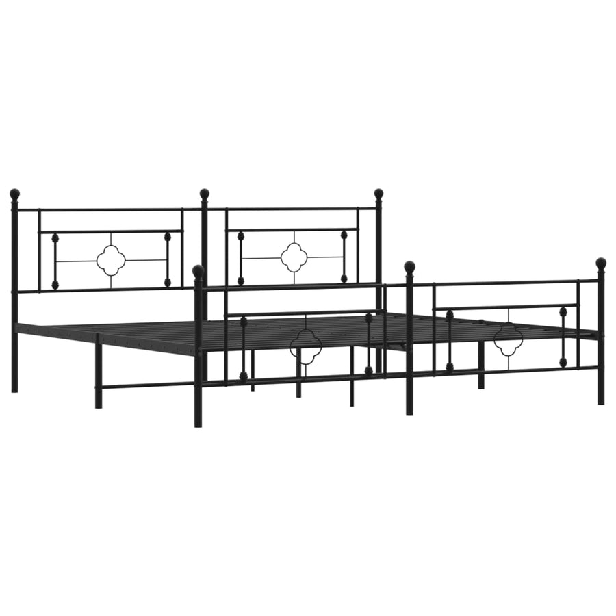 Bedframe Met Hoofd- En Voeteneinde Metaal 193 x 203 cm Zwart met hoofdbord & voetbord