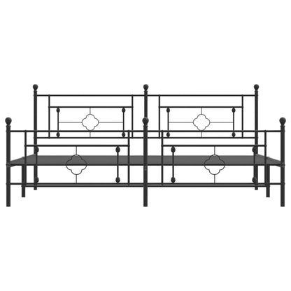 Bedframe Met Hoofd- En Voeteneinde Metaal 193 x 203 cm Zwart met hoofdbord & voetbord