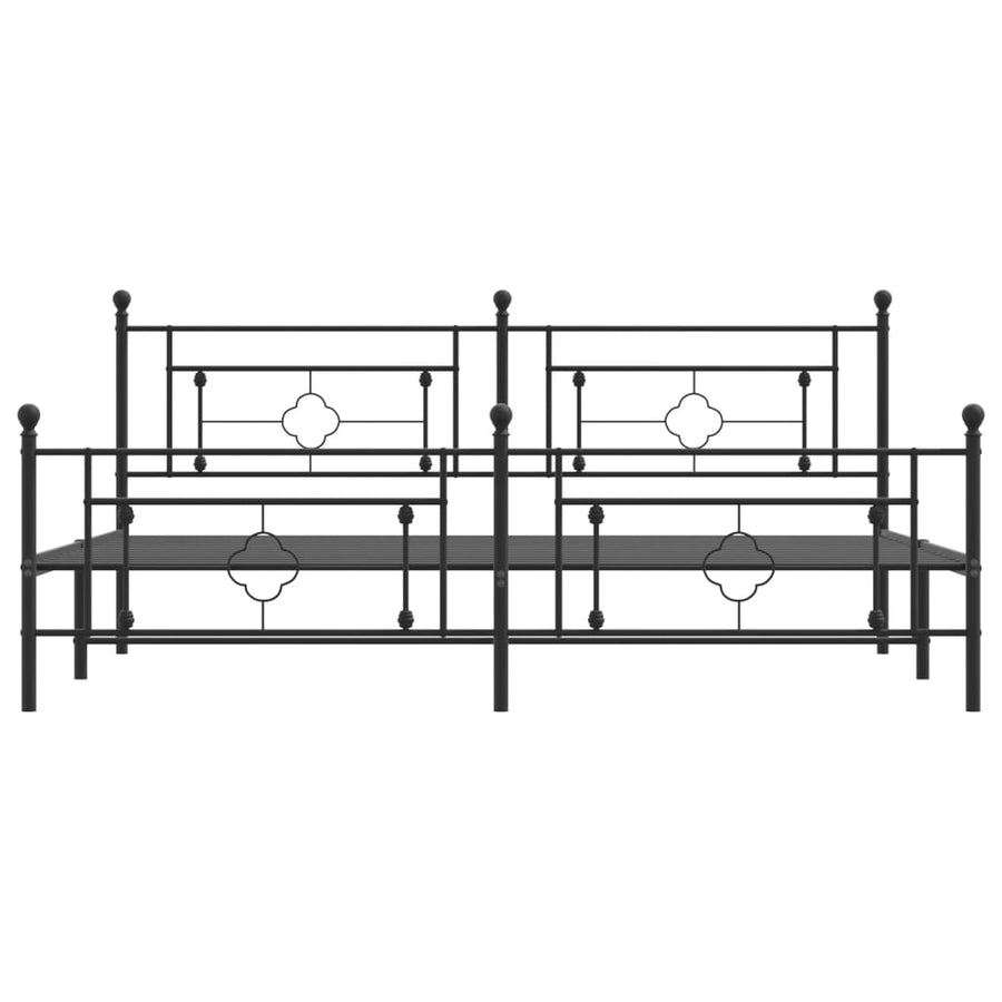 Bedframe Met Hoofd- En Voeteneinde Metaal 193 x 203 cm Zwart met hoofdbord & voetbord