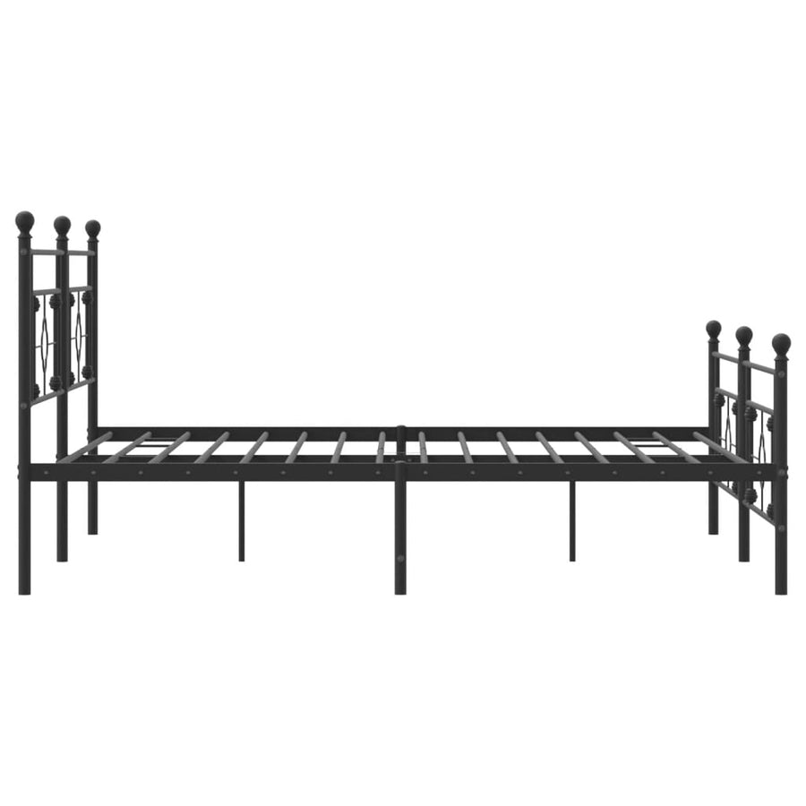 Bedframe Met Hoofd- En Voeteneinde Metaal 193 x 203 cm Zwart met hoofdbord & voetbord