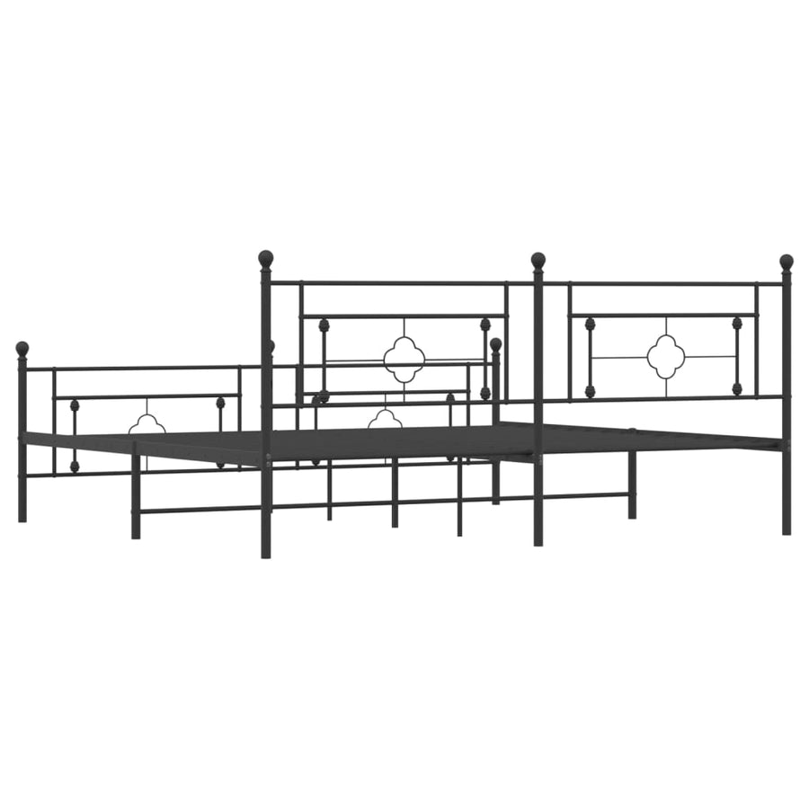 Bedframe Met Hoofd- En Voeteneinde Metaal 193 x 203 cm Zwart met hoofdbord & voetbord