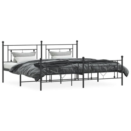 Bedframe Met Hoofd- En Voeteneinde Metaal 200 x 200 cm Zwart met hoofdbord & voetbord