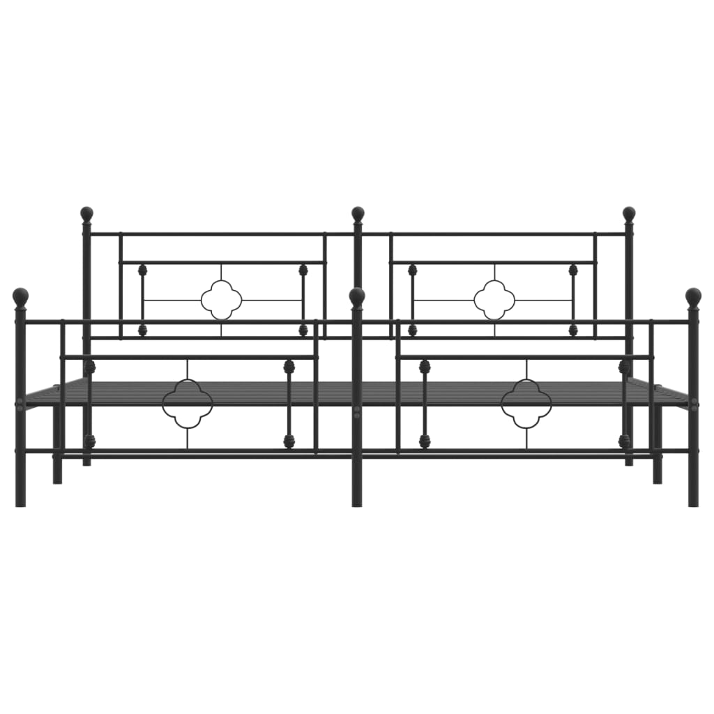 Bedframe Met Hoofd- En Voeteneinde Metaal 200 x 200 cm Zwart met hoofdbord & voetbord