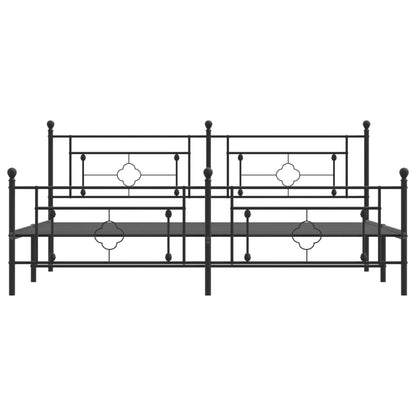 Bedframe Met Hoofd- En Voeteneinde Metaal 200 x 200 cm Zwart met hoofdbord & voetbord