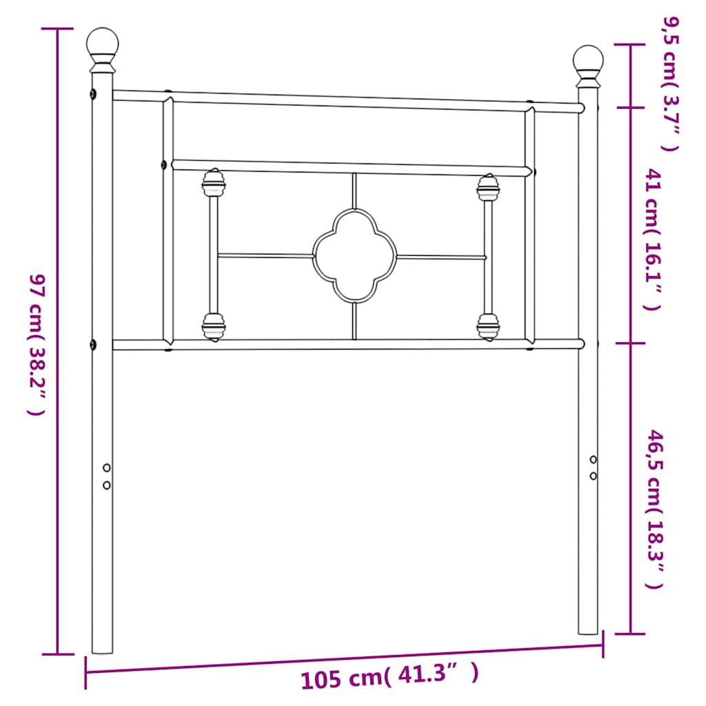 Hoofdbord Metaal 100 cm