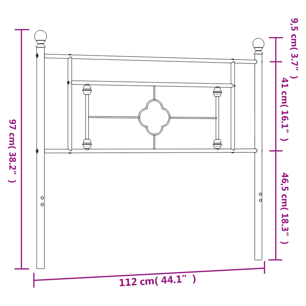 Hoofdbord Metaal 107 cm Zwart