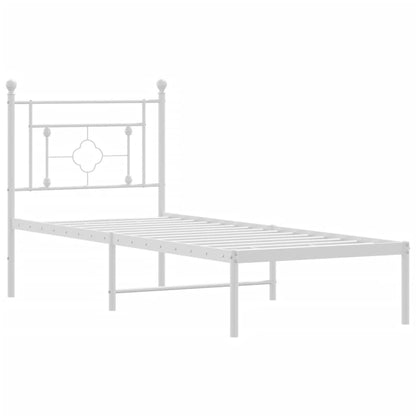 Bedframe Zonder Matras Metaal 75 x 190 cm Wit met hoofdbord